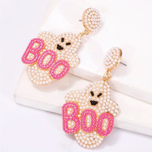 NWT Boo Ghost Earrings - Barbiecore Pink and Halloween Orange - Picture 4 of 9